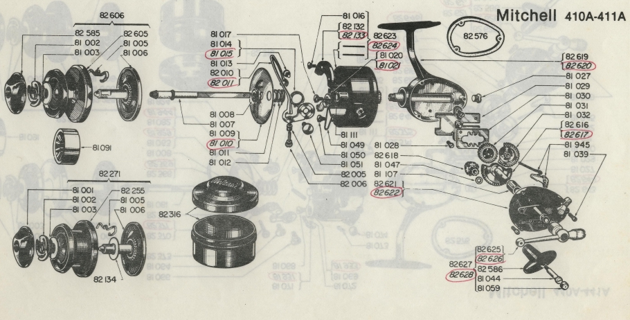 Fishing Reel Mitchell "8x10 Copy"  Schematic for # 314-315 Garcia 