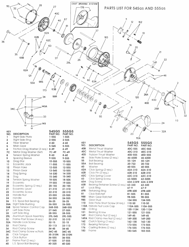 PENN 30SW Parts List